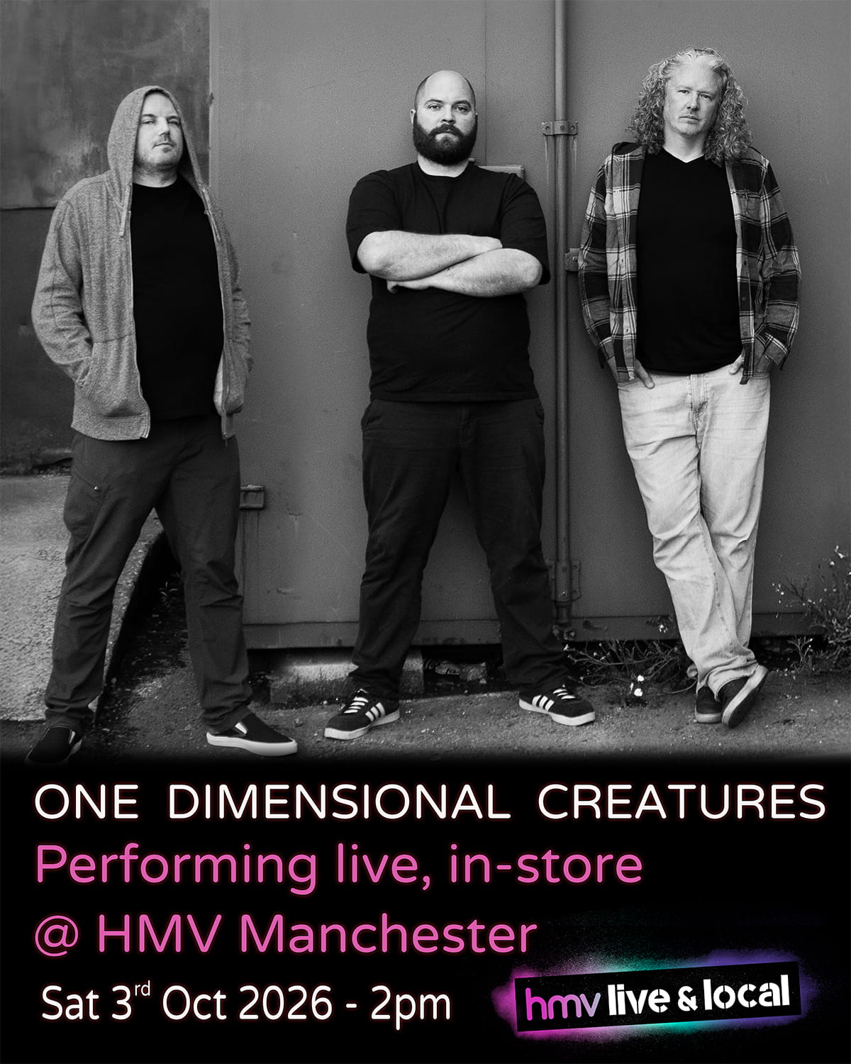 One Dimensional Creatures Play at HMV Manchester in the Arndale on 3rd Oct 2026 at 2pm - Poster