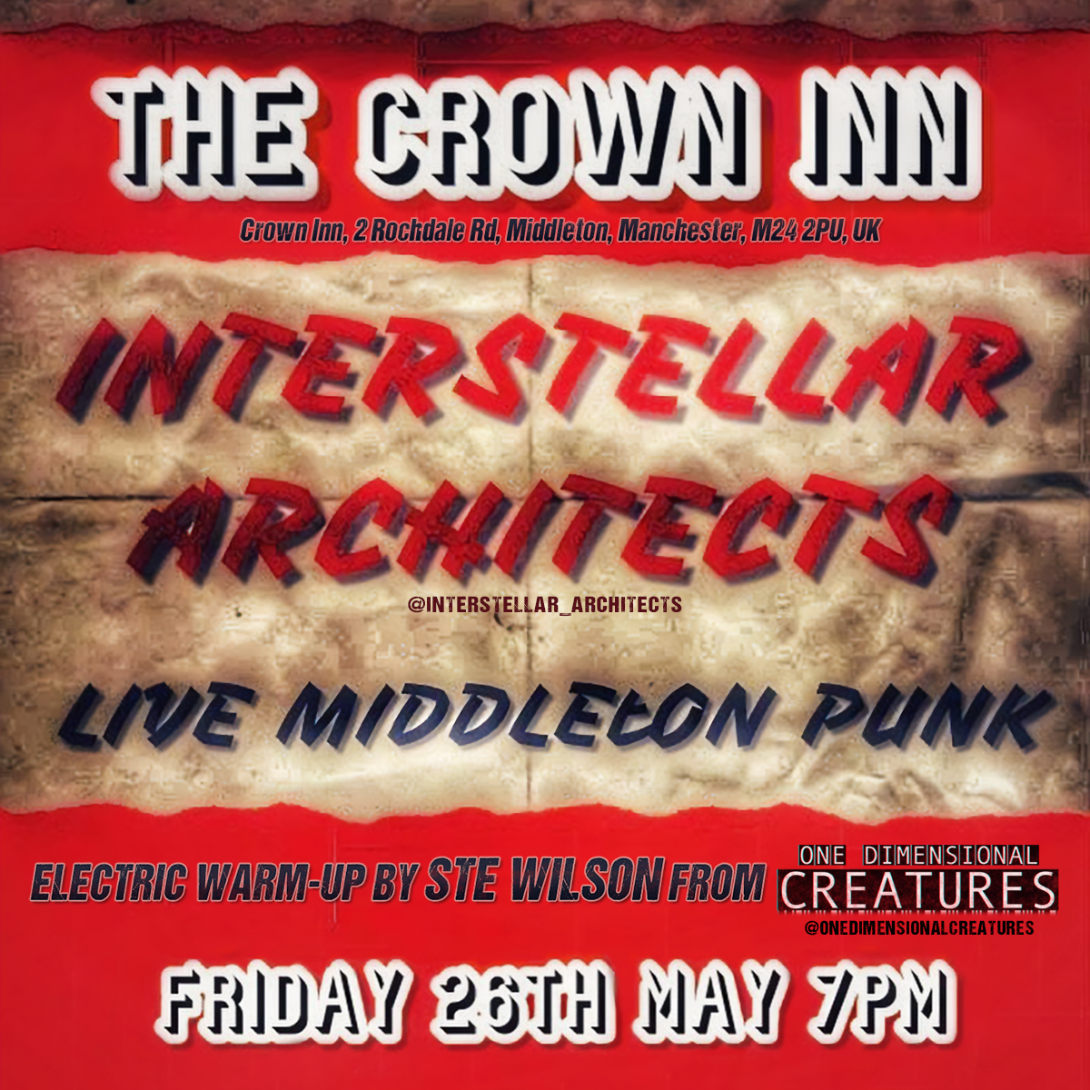 Interstellar Architects and One Dimes Gig Flyer 26 May 2023