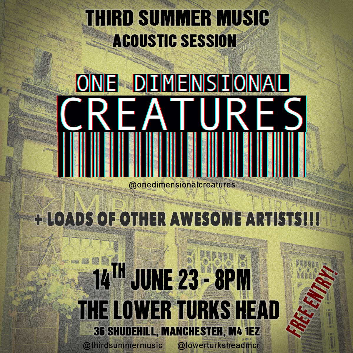 One Dimes Playing acoustic session at The Lower Turks Head Manchester Flyer 14 June 2023