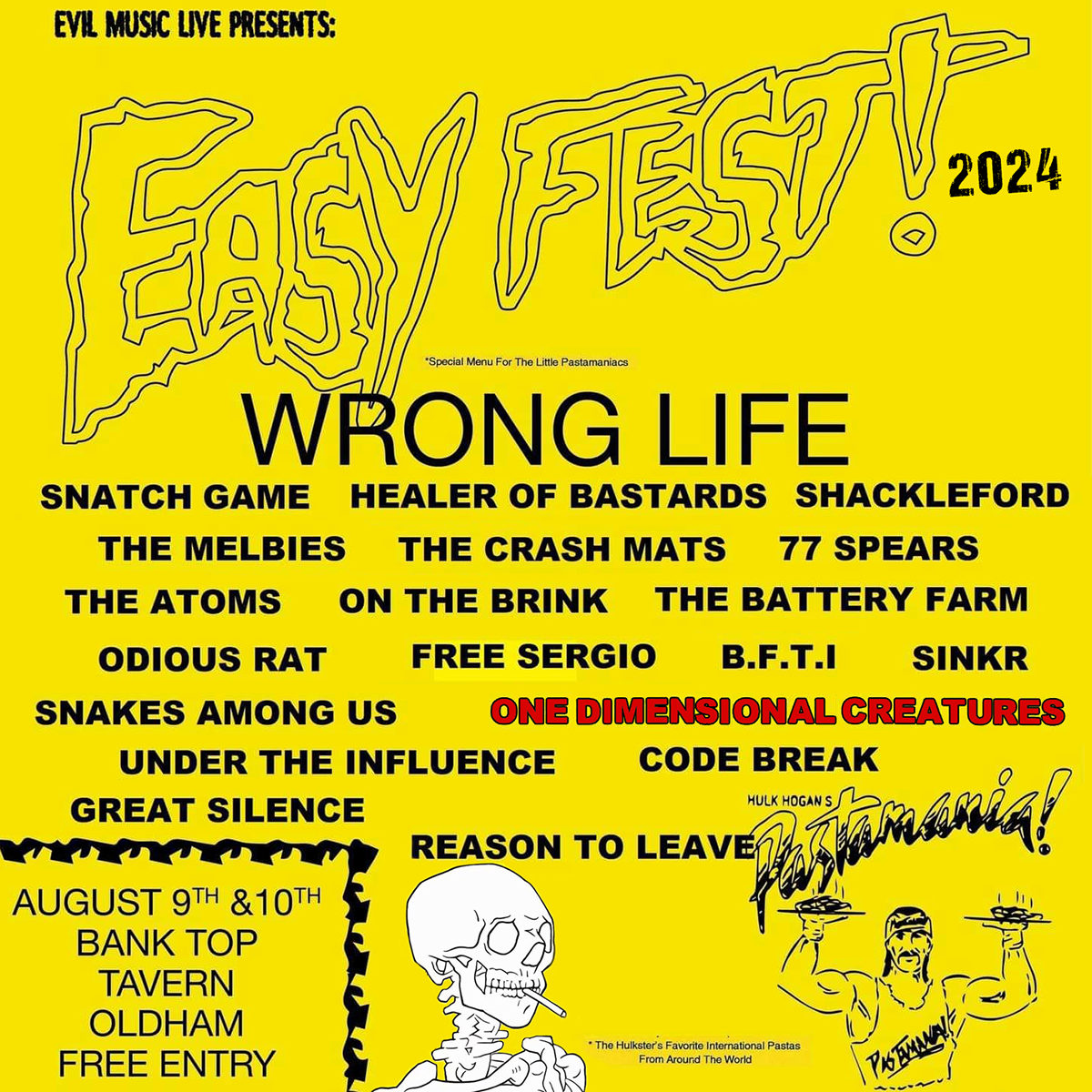 One Dimensional Creatures play rock festival at Whittles 25th August 2024 Poster