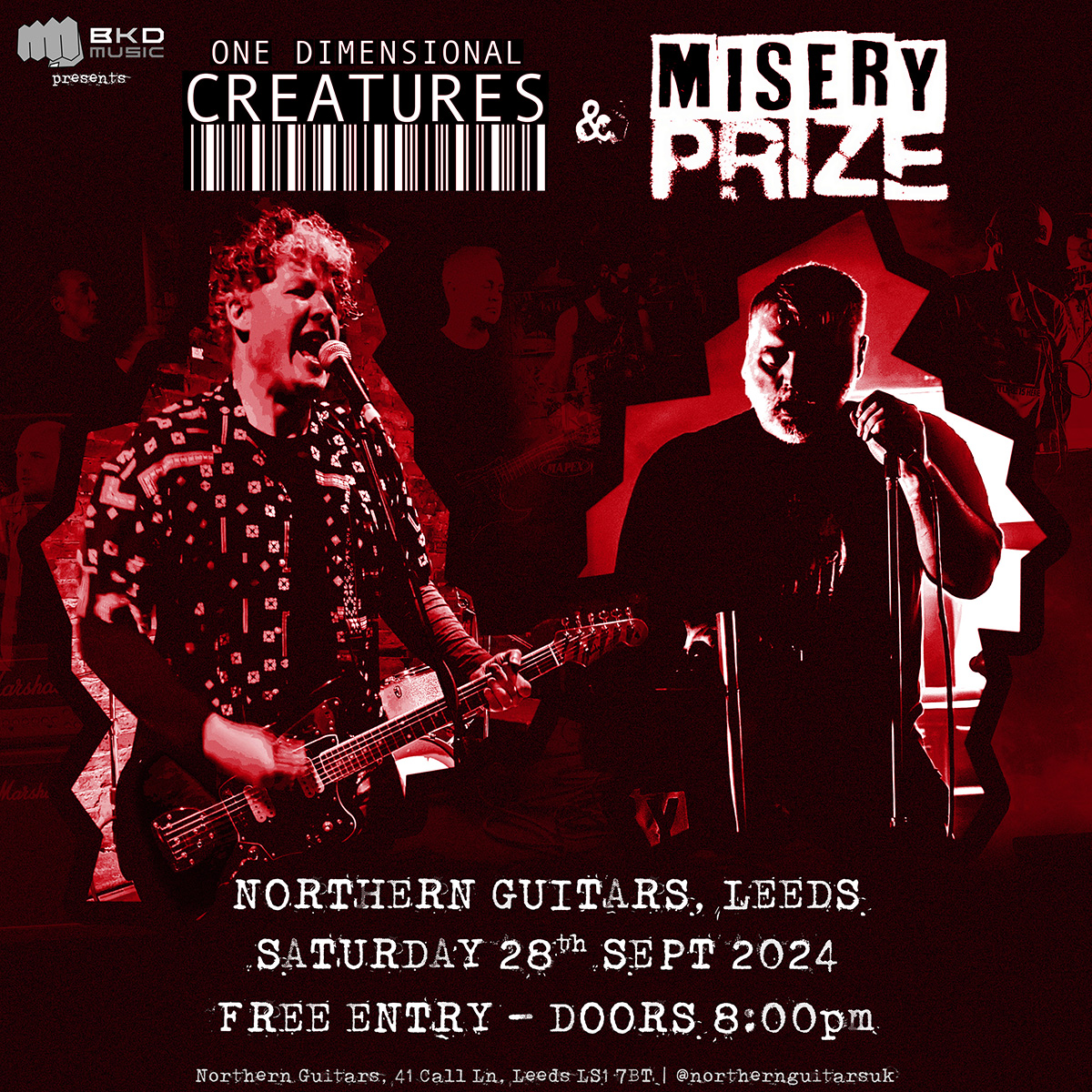 One Dimensional Creatures and Misery Prize play Norther Guitars in Leeds in Sept 2024
