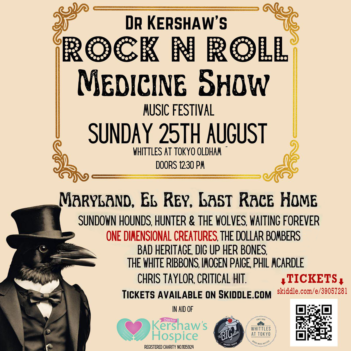 One Dimensional Creatures play rock festival at Whittles 25th August 2024 Poster